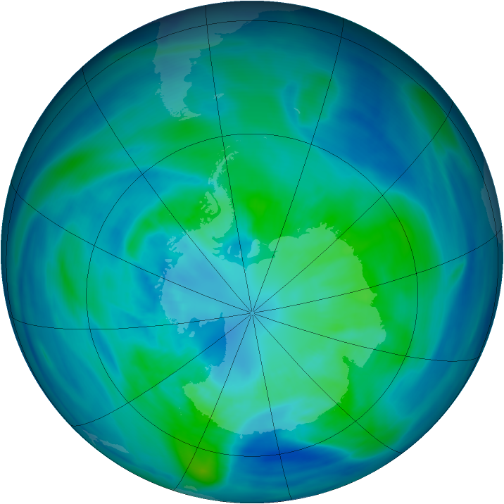 Antarctic ozone map for 31 March 2006